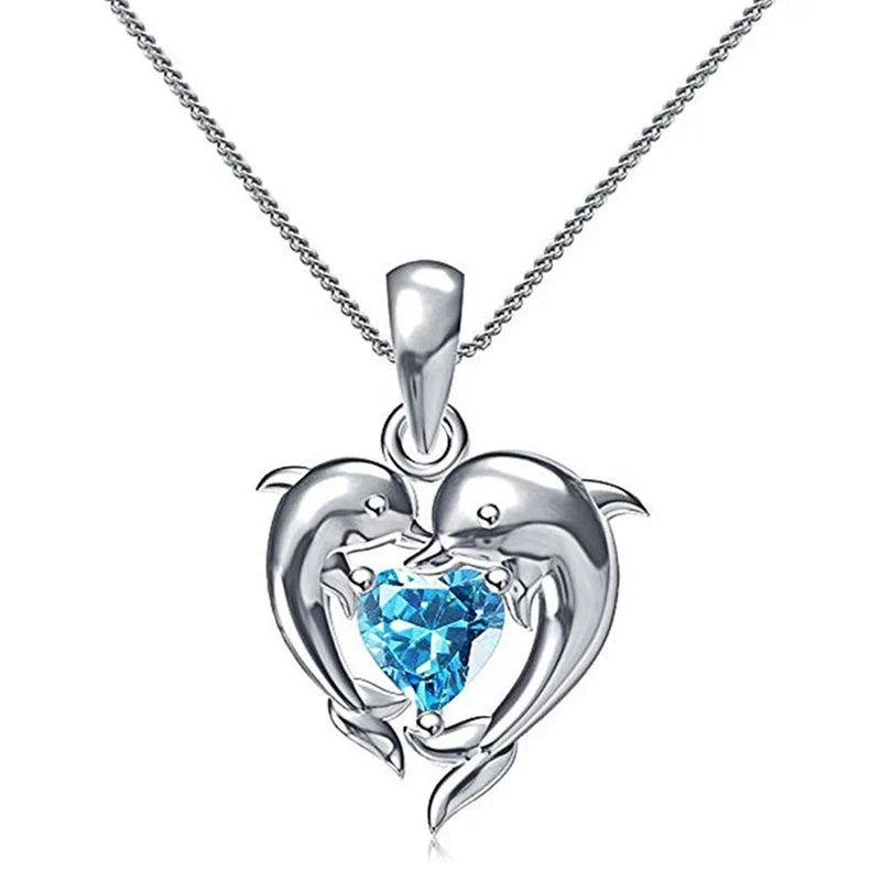 Timeless necklace with a double dolphin pendant