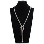 Long Necklace with Knot Pendant in Silver