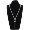 Long Necklace with Knot Pendant in Silver and Black