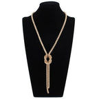 Long Necklace with Knot Pendant in Gold