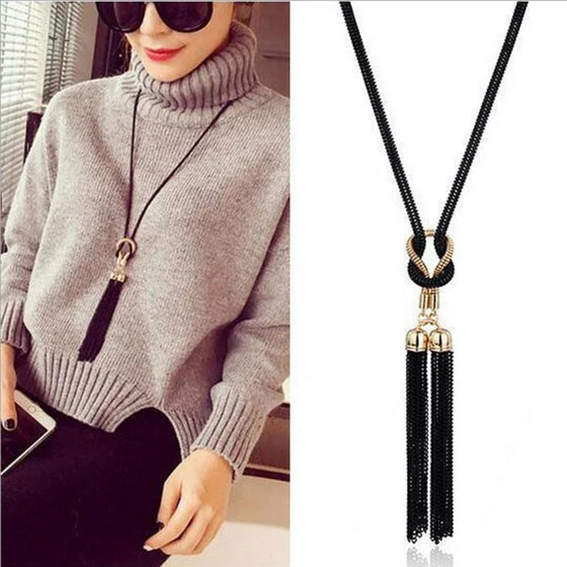 Long necklace with knot pendant for women