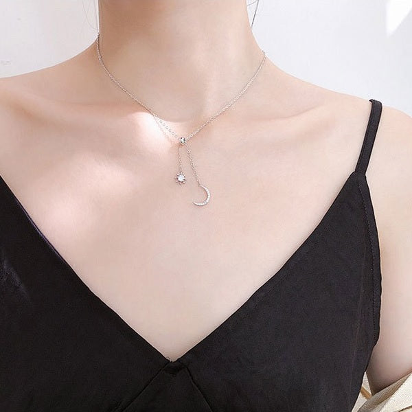 Silver Moon & Sun Necklace