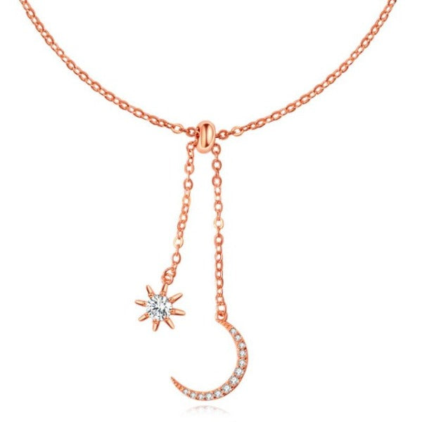 Rose Gold Moon & Sun Necklace