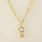Link necklace with pearl pendant and November birthstone