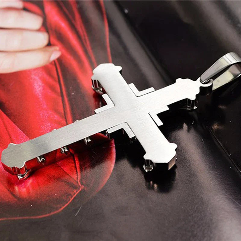 Men's Silver Cross Necklace & Pendant