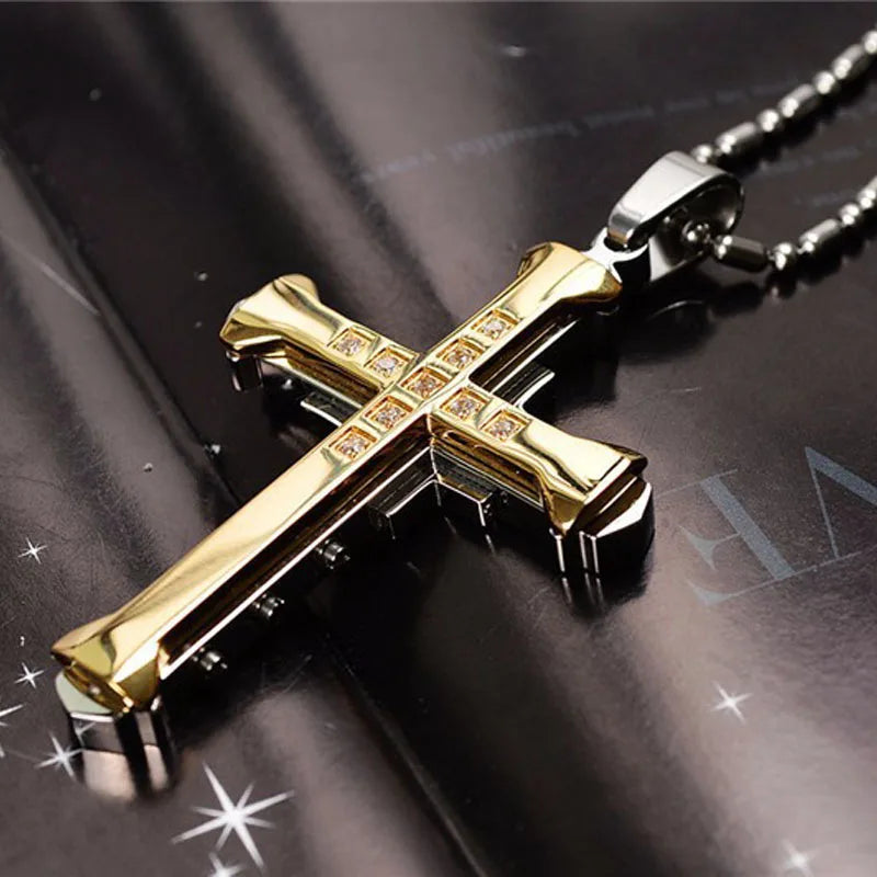 Men's Gold Cross Necklace & Pendant