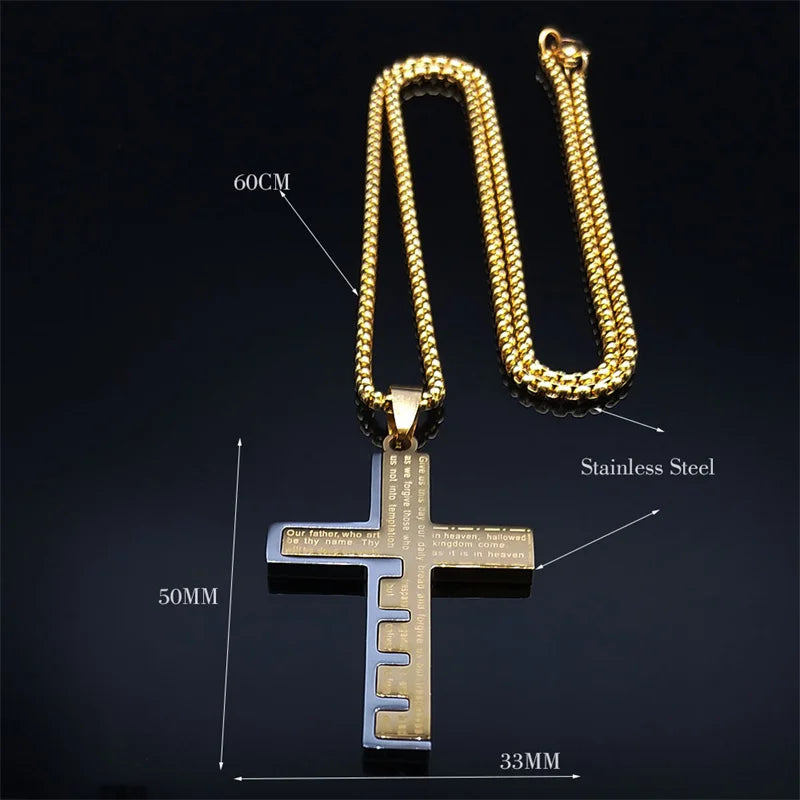 Necklace & Cross Pendant Medallion Men's Christian