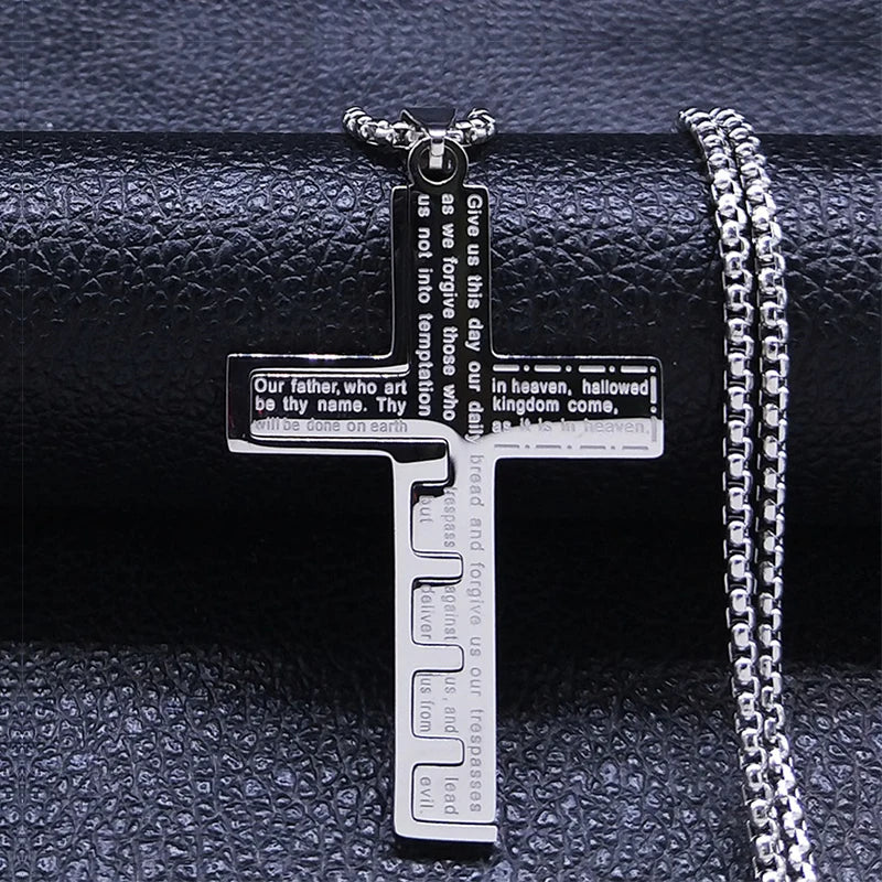 Necklace & Cross Pendant Medallion Men's Christian silver