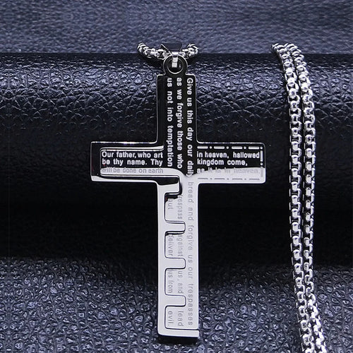 Necklace & Cross Pendant Medallion Men's Christian silver