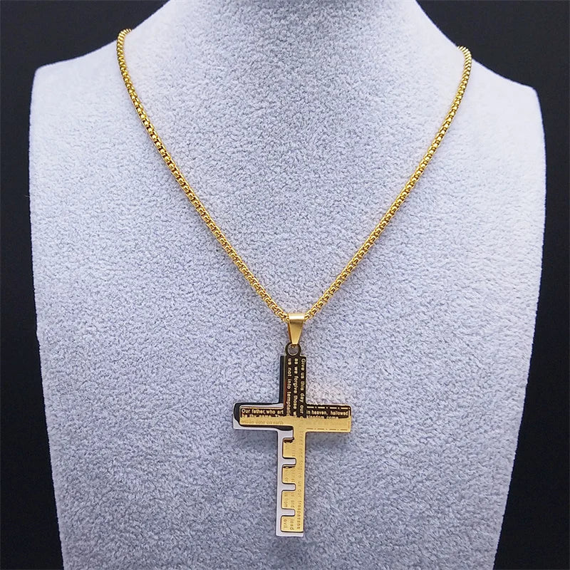 Necklace & Cross Pendant Medallion Men's Christian gold