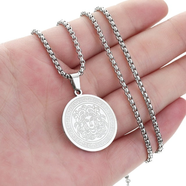 Medusa Gorgon Greek silver Necklace