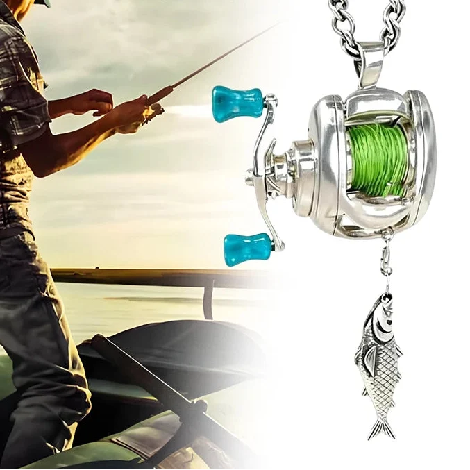 Creative mini fishing lure necklace - reel pendant