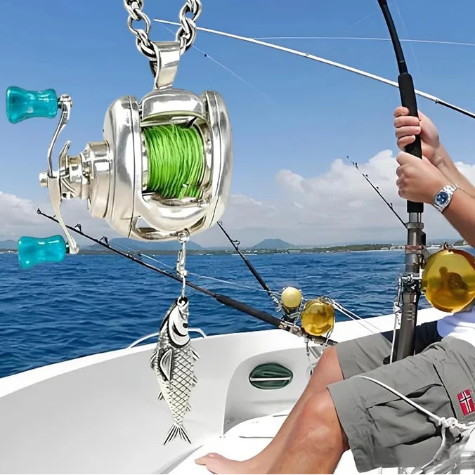 Creative mini fishing lure necklace - reel pendant