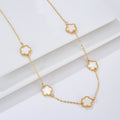 Gold Necklace White Pearly Clover Agate Gift Idea Women's Jewelry