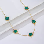 Gold Necklace White Pearly Clover Agate Gift Idea Women's Jewelry