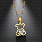 Stone Bear Necklace Gold