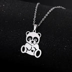 Cute Panda Pendant Necklace Silver