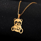 Cute Panda Pendant Necklace Gold