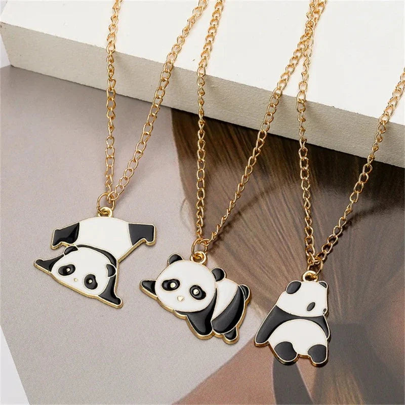Gold Panda Pendant Necklaces pack of 3