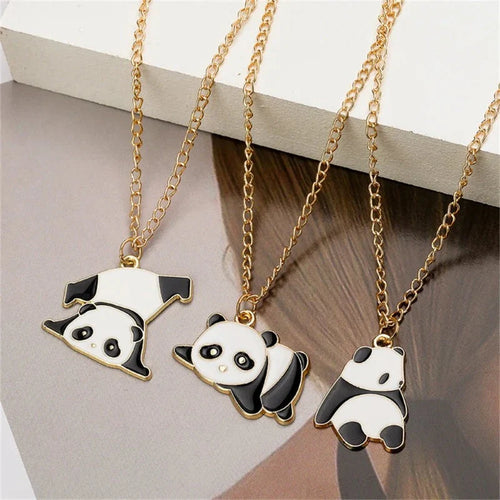 Gold Panda Pendant Necklaces pack of 3