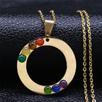 7 Chakras Pendant Necklace Sacred Flower Natural Stones Chain Men Women 3 gold