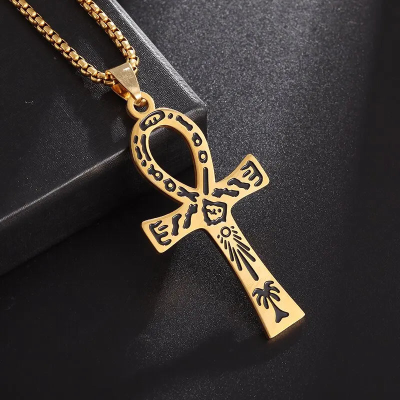 Pendant Necklace Amulet Ankh Cross Egypt gold Style 2