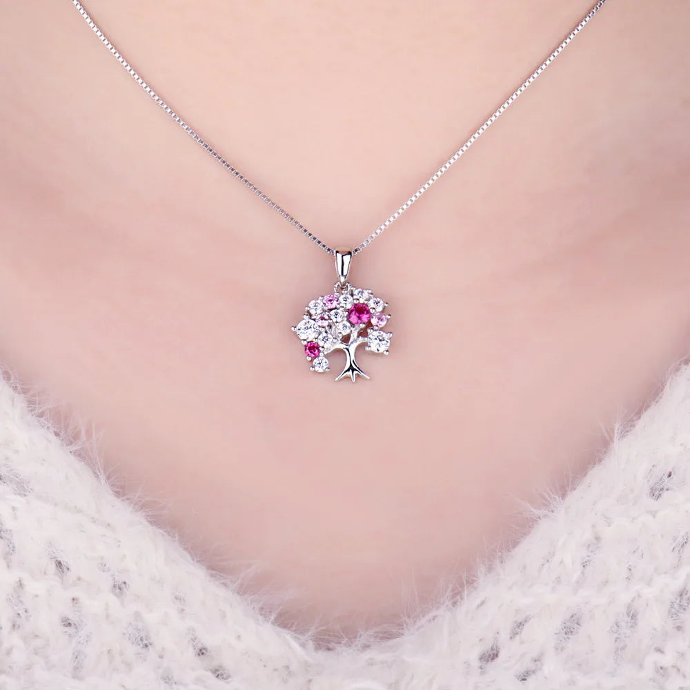 Tree of Life Pendant Necklace with Stones for Women