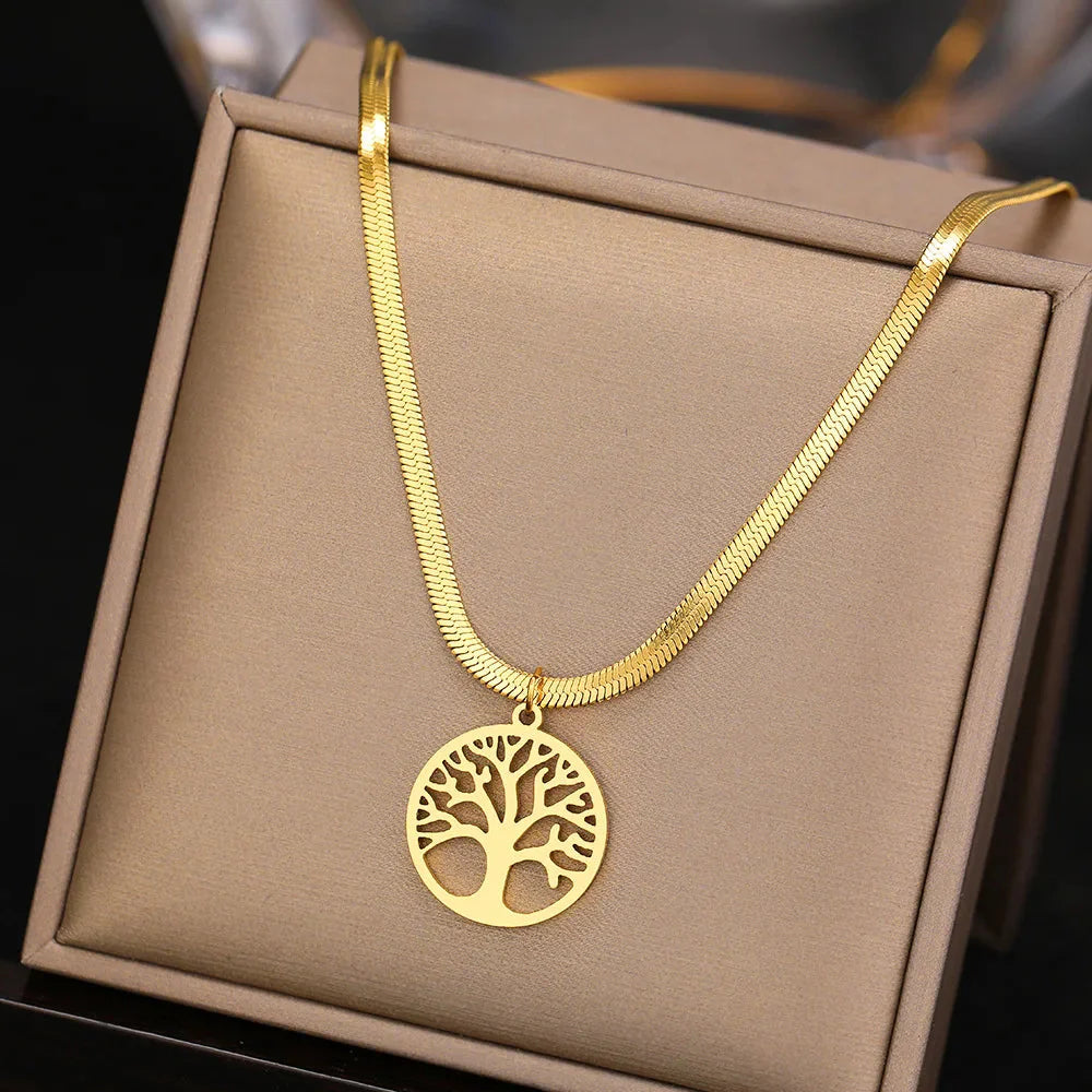Tree of Life Necklace & Pendant - Chain & Tree of Life Medallion for Women gold