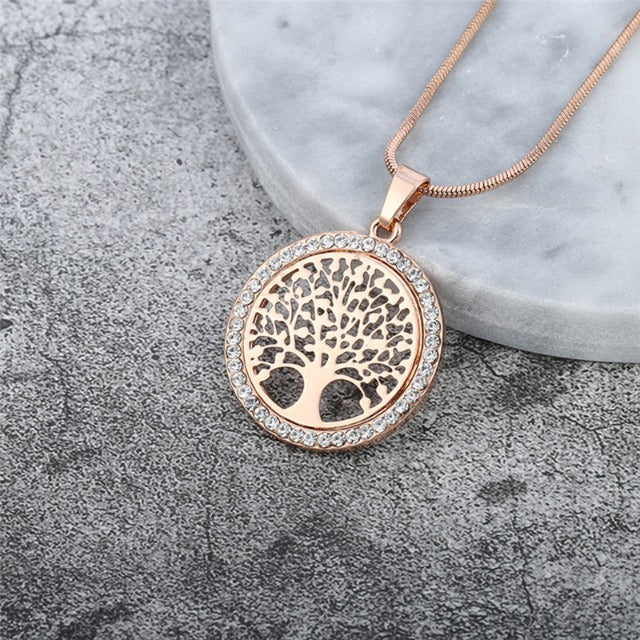 Tree of Life Pendant Necklace for Women rose gold