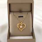 Pendant Necklace with Spinning Heart and Flower Anti-Stress