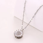Pendant Necklace with Zircon Flower c