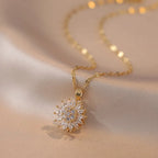 Pendant Necklace with Zircon Flower a