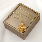 Pendant Necklace with Pretty Spinning Flower Anti-Stress