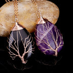 Natural Stone Ball Pendant Necklace Tree of Life