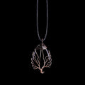 Natural Stone Ball Pendant Necklace Tree of Life black agate
