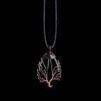 Natural Stone Ball Pendant Necklace Tree of Life black agate