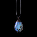 Natural Stone Ball Pendant Necklace Tree of Life opal