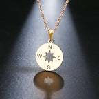 Cardinal Compass Pendant Necklace Rose of the Winds gold