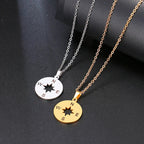 Cardinal Compass Pendant Necklace Rose of the Winds gold