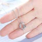 Silver Cat Pendant Necklace with Zircon