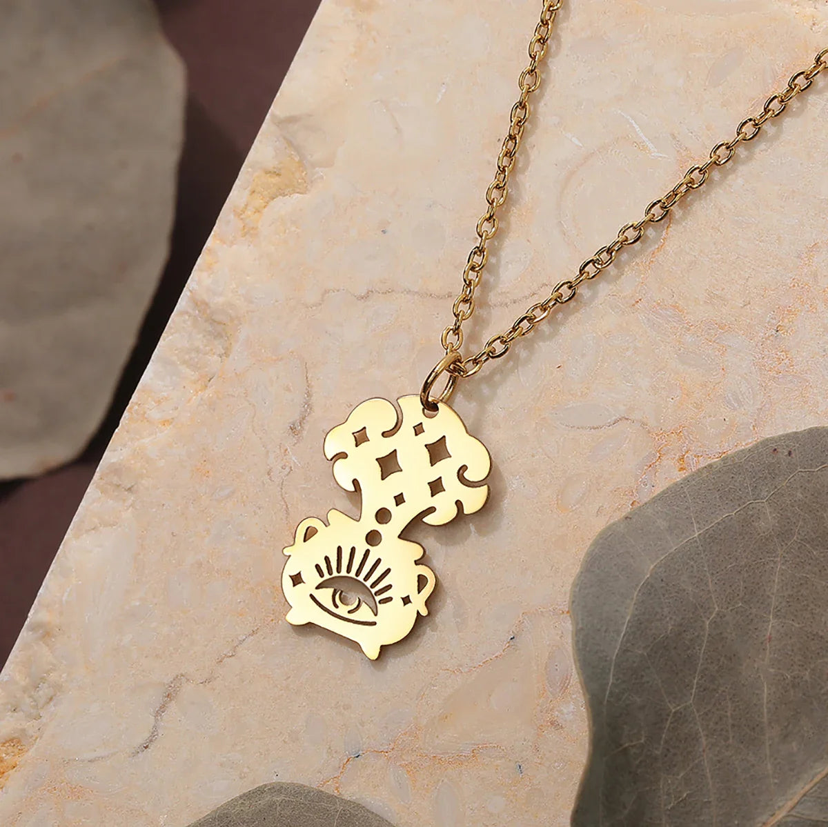 Wiccan Witchcraft Cauldron Pendant Necklace Gold