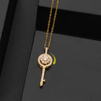 Gold Anti-Stress Rotating Key Pendant Necklace