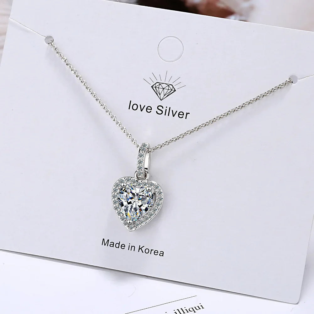 Silver Heart Pendant Necklace for Women