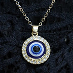 Pendant Necklace Against the Evil Eye Blue Greek Turkish Matiasma Mataki Silver
