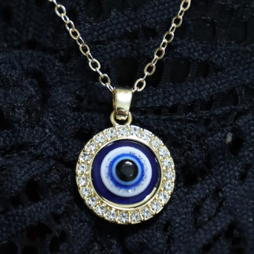 Pendant Necklace Against the Evil Eye Blue Greek Turkish Matiasma Mataki Silver