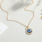 Pendant Necklace Against the Evil Eye Blue Greek Turkish Matiasma Mataki Gold