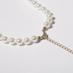 Shell Pendant Necklace Scallop Shell with White Pearls