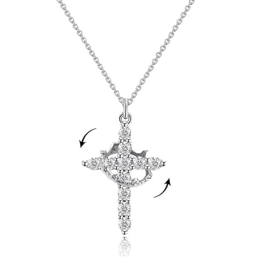 Cross & Crown Pendant Necklace silver