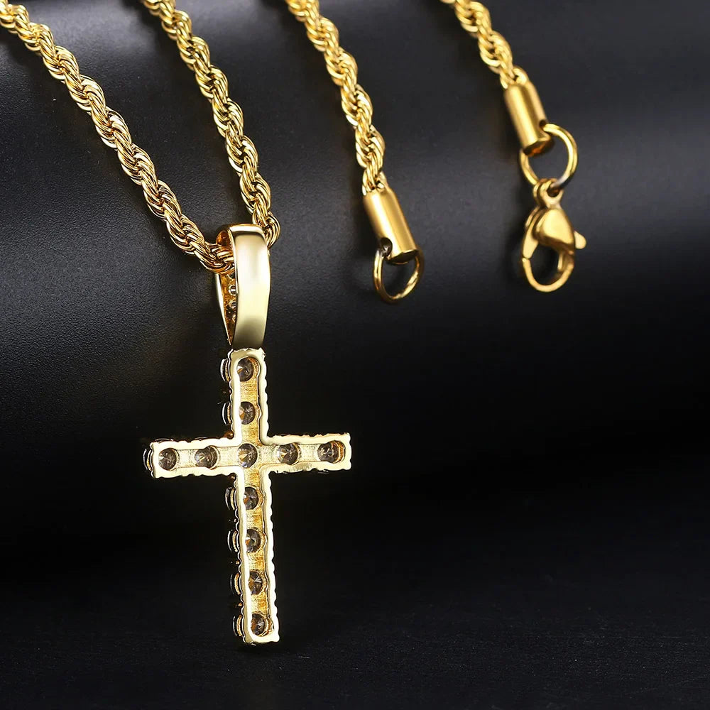 Necklace & Pendant Cross Zircons gold