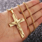 Necklace & Pendant Crucifix Men Jesus Cross gold